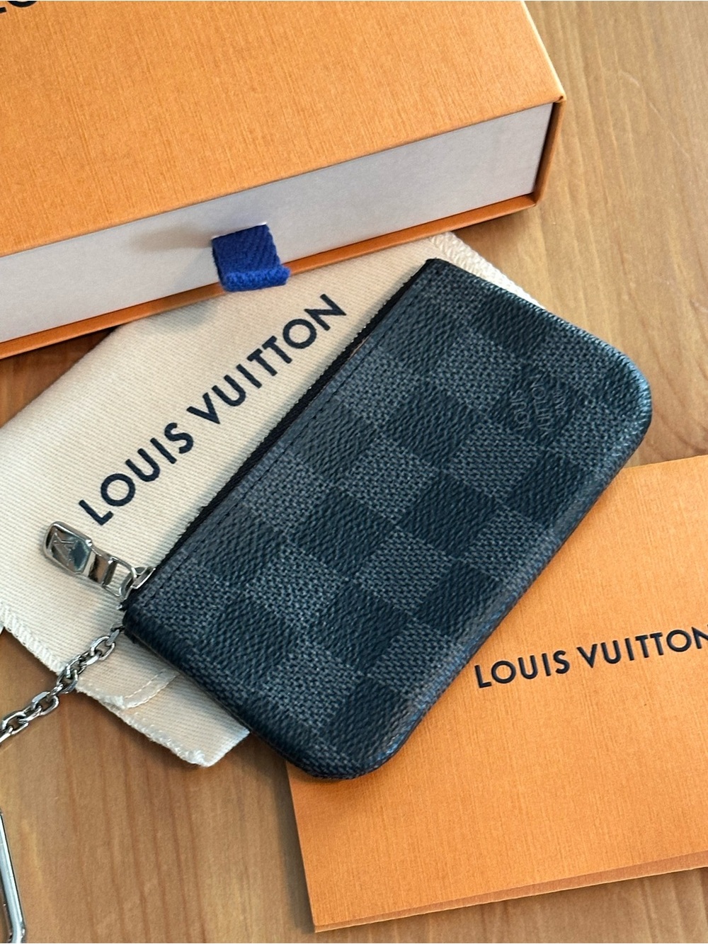 Louis Vuitton Damier Graphite Small Zip Key Pouch - Black/Grey